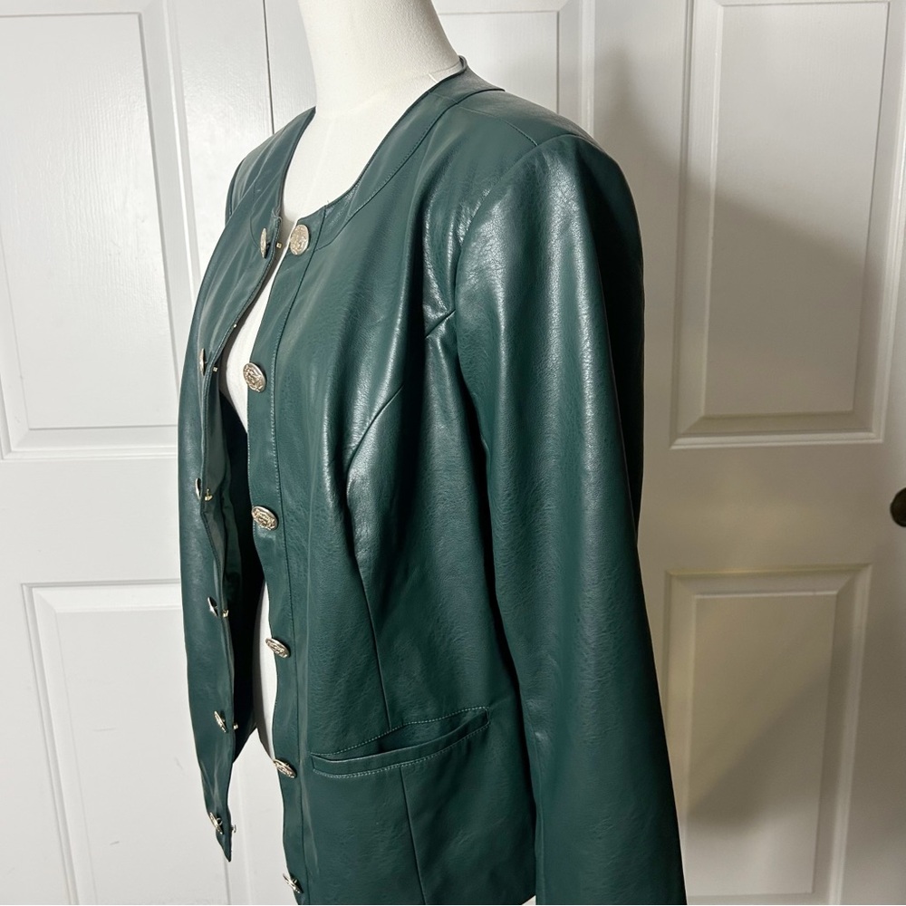 NWT GRAVER Susan Graver Faux Leather Long Sleeve Jacket (size 14 - Picture 7 of 8